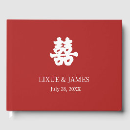 Libro De Visitas RED Double Happiness Chinese caliligraphy Oriental