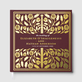 Libro De Visitas Red Fantasy Royal Medieval Sword Wedding