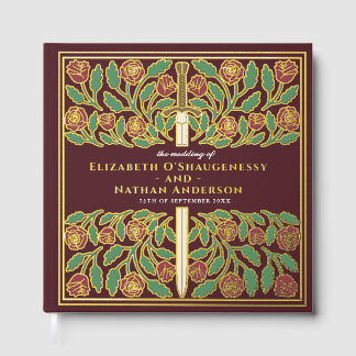 Libro De Visitas Red Fantasy Royal Medieval Sword Wedding
