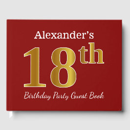 Libro De Visitas Red, Faux Gold 18th Birthday Party + Custom Name