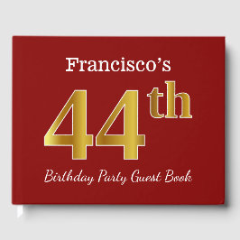 Libro De Visitas Red, Faux Gold 44th Birthday Party + Custom Name