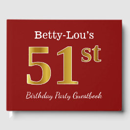 Libro De Visitas Red, Faux Gold 51st Birthday Party + Custom Name