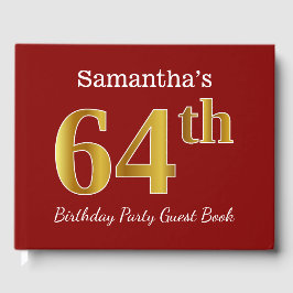 Libro De Visitas Red, Faux Gold 64th Birthday Party + Custom Name