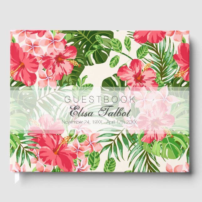 Libro De Visitas Red Hibiscus Funeral Memorial Guest Book (Anverso)