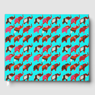 Libro De Visitas Red & Pink Retro Elephants