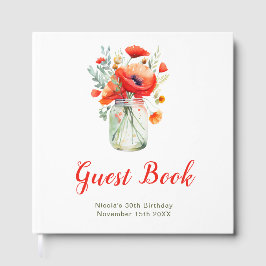 Libro De Visitas Red Poppies Mason Jar Birthday Party
