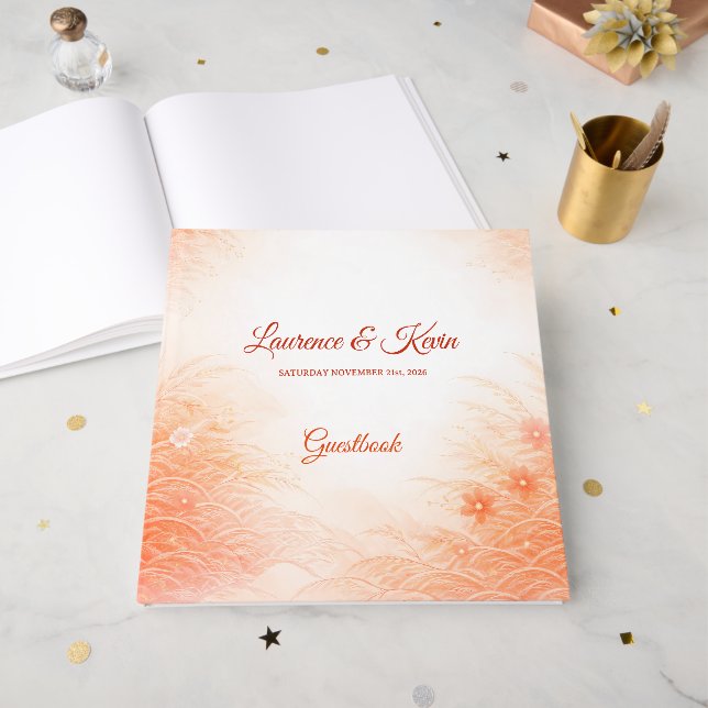 Libro De Visitas Red Seigaiha – Japanese Wedding Collection (Anverso Abierto)
