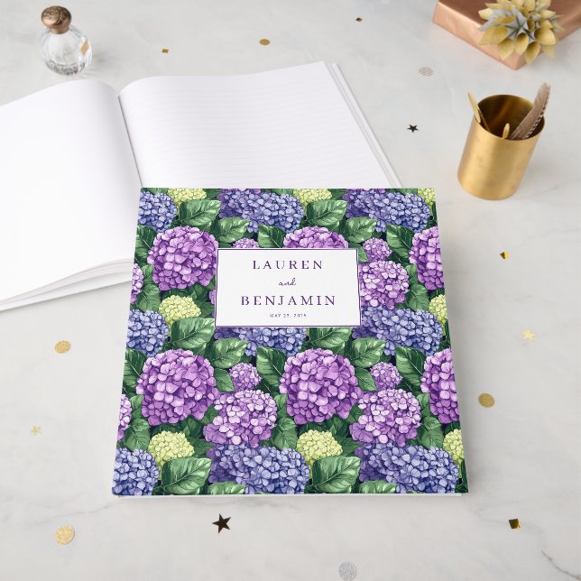 Libro De Visitas Refined Purple Floral Pattern (Anverso Abierto)