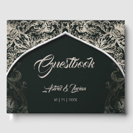 Libro De Visitas Regal Silver Flourish Hunter Green Boda