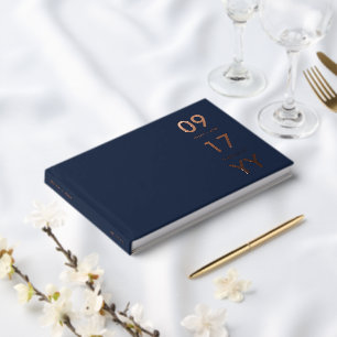 Libro De Visitas Relieve metalizado azul nocturno Boda moderno Tipo