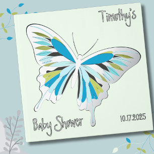 Libro De Visitas Relieve metalizado Baby Shower de plata de la pale
