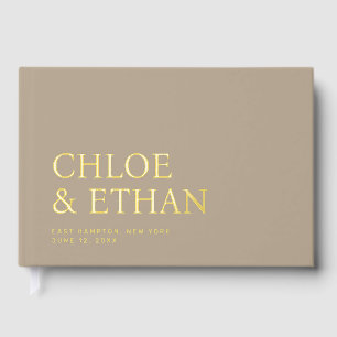 Libro De Visitas Relieve metalizado Boda moderno Taupe