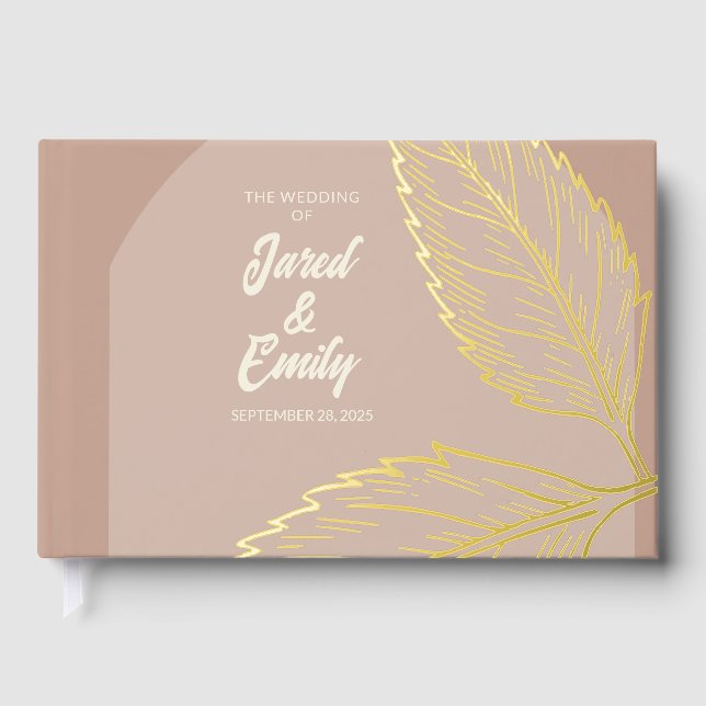 Libro De Visitas Relieve metalizado boda Soft Mocha Brown Guest Boo (Anverso)