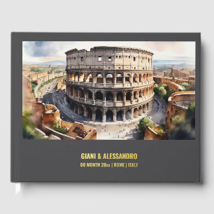 Libro De Visitas Relieve metalizado Colosseum acuarela destino boda