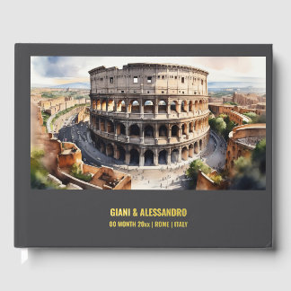 Libro De Visitas Relieve metalizado Colosseum acuarela destino boda