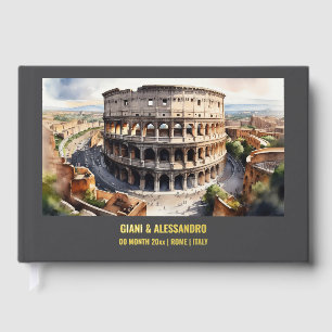 Libro De Visitas Relieve metalizado Colosseum acuarela destino boda