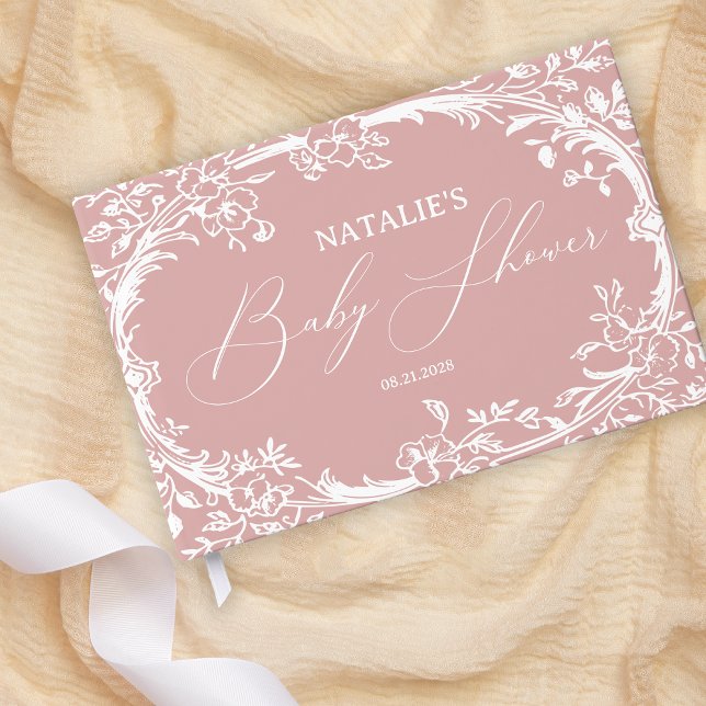 Libro De Visitas Relieve metalizado de Baby Shower inmaculado flora (Subido por el creador)
