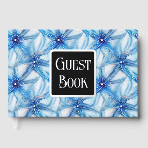 Libro De Visitas Relieve metalizado de color blanco azul acuático e