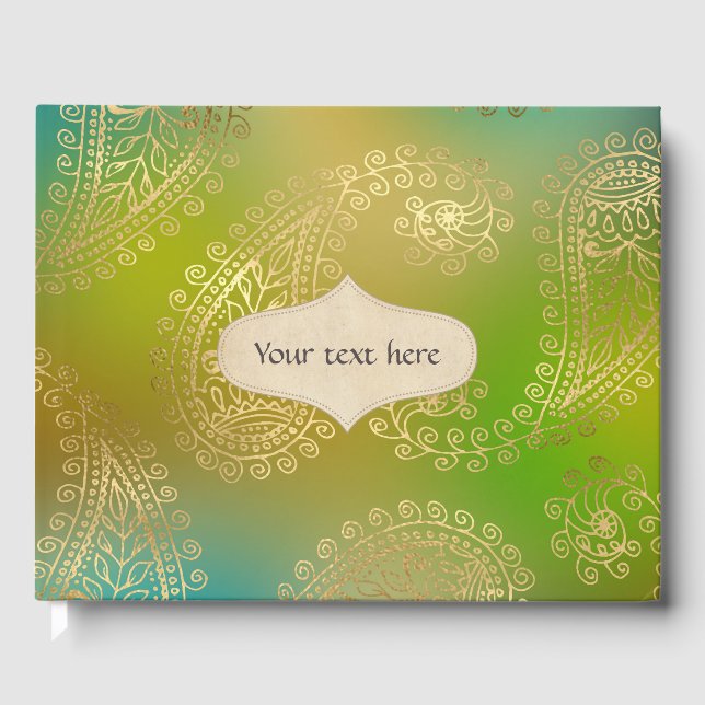 Libro De Visitas Relieve metalizado dorado árabe (Anverso)