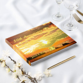 Libro De Visitas Relieve metalizado dorado de 50 Aniversario Boda p