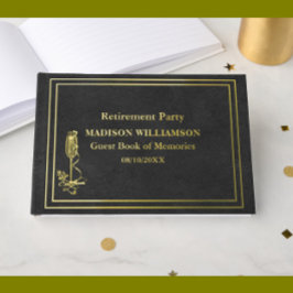 Libro De Visitas Relieve metalizado dorado Fiesta de retiro de text