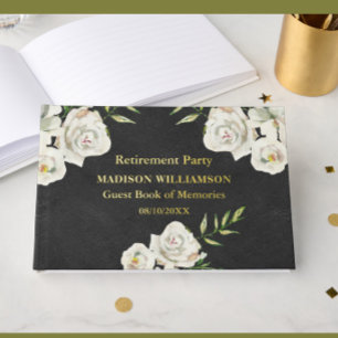 Libro De Visitas Relieve metalizado dorado Fiesta de retiro floral 