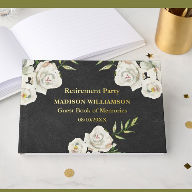 Libro De Visitas Relieve metalizado dorado Fiesta de retiro floral  (Subido por el creador)