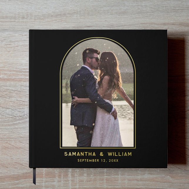 Libro De Visitas Relieve metalizado dorado fotográfico Arch Tipogra (Wedding Arch Photo Gold Foil Guest Book)