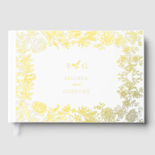 Libro De Visitas Relieve metalizado dorado Real Boda Botánico Elega