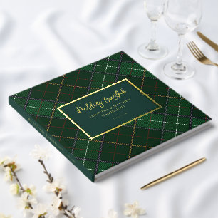 Libro De Visitas Relieve metalizado dorado Rústico Tartán Boda