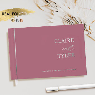 Libro De Visitas Relieve metalizado elegante, minimalista real y Bo