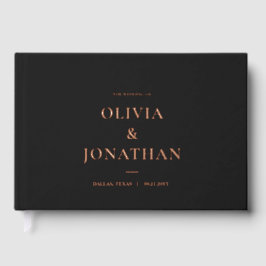 Libro De Visitas Relieve metalizado negro de lujo Boda Rosegold