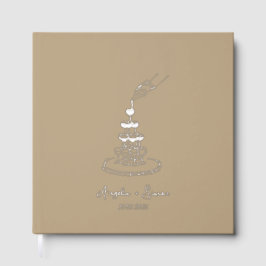 Libro De Visitas Relieve metalizado plateado Taupe Champagne Tower