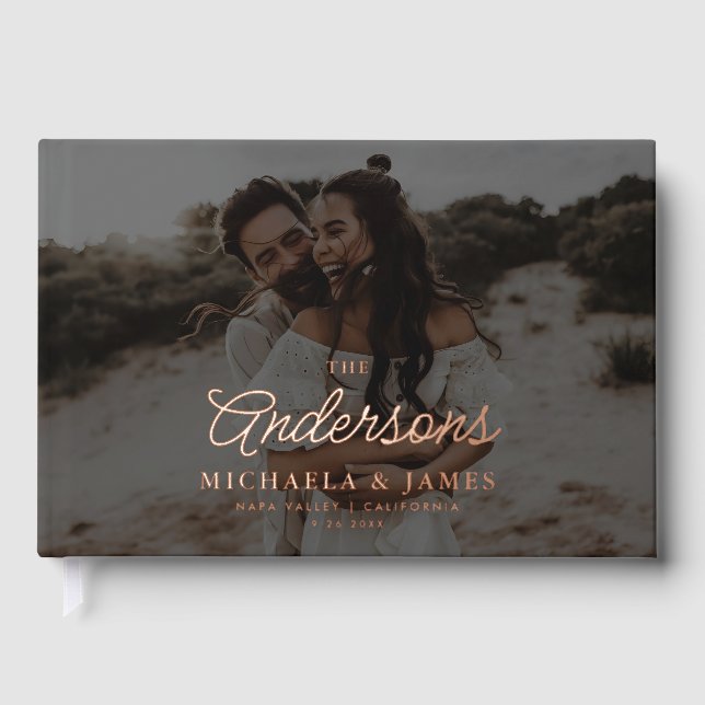 Libro De Visitas *RELIEVE METALIZADO REAL* Boda de Rosa de guiones  (Anverso)