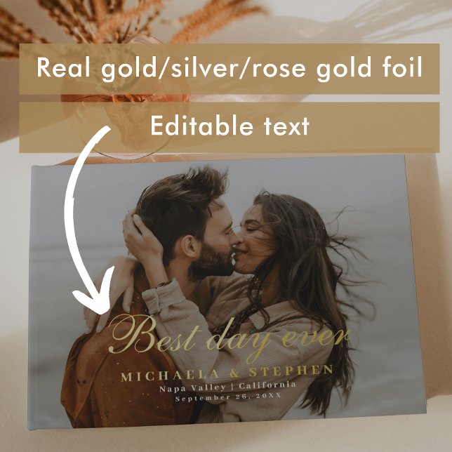 Libro De Visitas *RELIEVE METALIZADO REAL* Boda personalizada moder (Subido por el creador)
