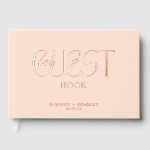 Libro De Visitas Relieve metalizado Real Elegante Cream Calligraphy