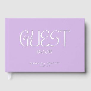 Libro De Visitas Relieve metalizado Real Elegante Lilac Boda de gui