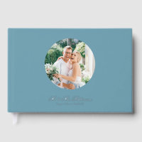 Relieve metalizado Real Foto Boda azul simple y pe