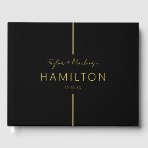 Libro De Visitas Relieve metalizado real y negro Boda personalizado