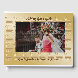 Libro De Visitas Resto dorado y una foto Personalizado Boda
