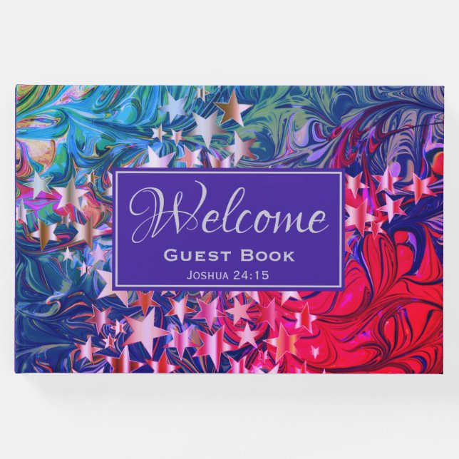 Libro De Visitas RESUMEN Invierno Púrpura | Estrellas de Navidad |  (Anverso)