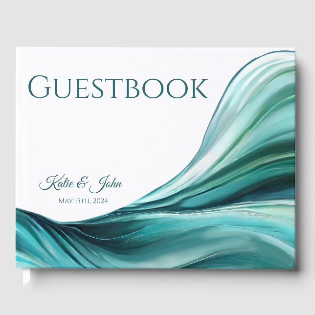 Libro De Visitas Resumen moderno boda-verde esmeralda- (Anverso)