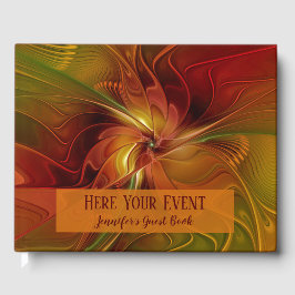 Libro De Visitas Resumen Naranja rojo Brown Flor de arte fractal ve