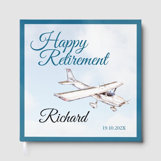 Libro De Visitas Retirement Party Guest book with Airplane Design 3 (Anverso)
