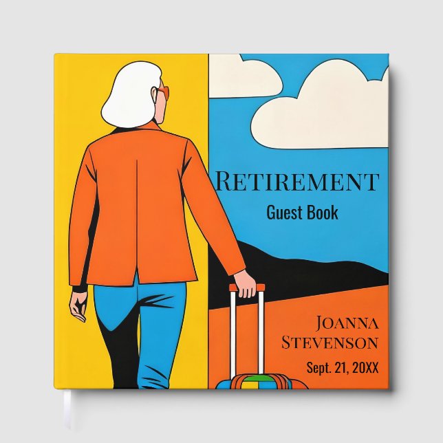 Libro De Visitas Retirement Party Simple Minimalist Retro (Anverso)