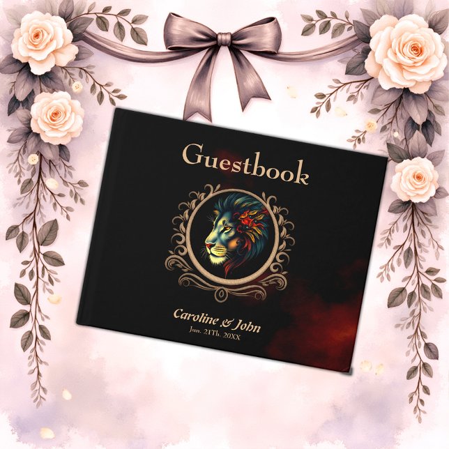 Libro De Visitas Retrato estilizado de cabeza de león en marco de M (Subido por el creador)