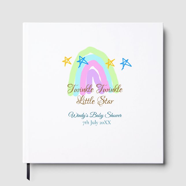 Libro De Visitas Retro arco iris twinkle pequeño estrellas bebé sh (Anverso)