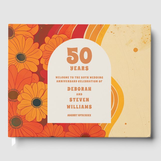Libro De Visitas Retro Funky 50° Aniversario Boda (Anverso)