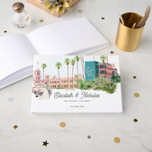 Libro De Visitas Retro Hotel Watercolor Venue Ilustracion Boda