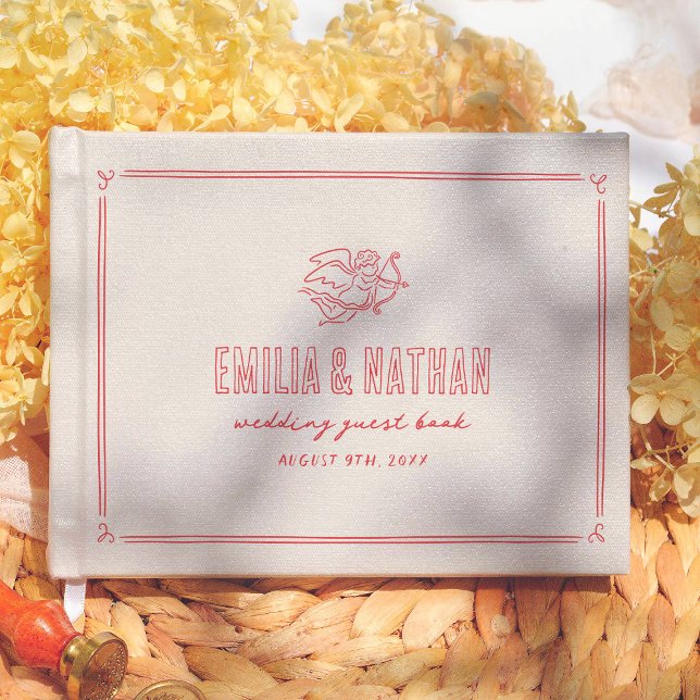 Libro De Visitas Retro Love Struck Hand Drawn Cupid Modern Wedding (Subido por el creador)